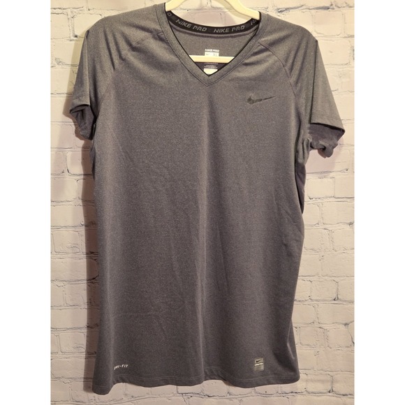 Nike Tops - Nike Pro Combat Dri-Fit Tank Top Fitted V Neck Womens Size X Large Gray